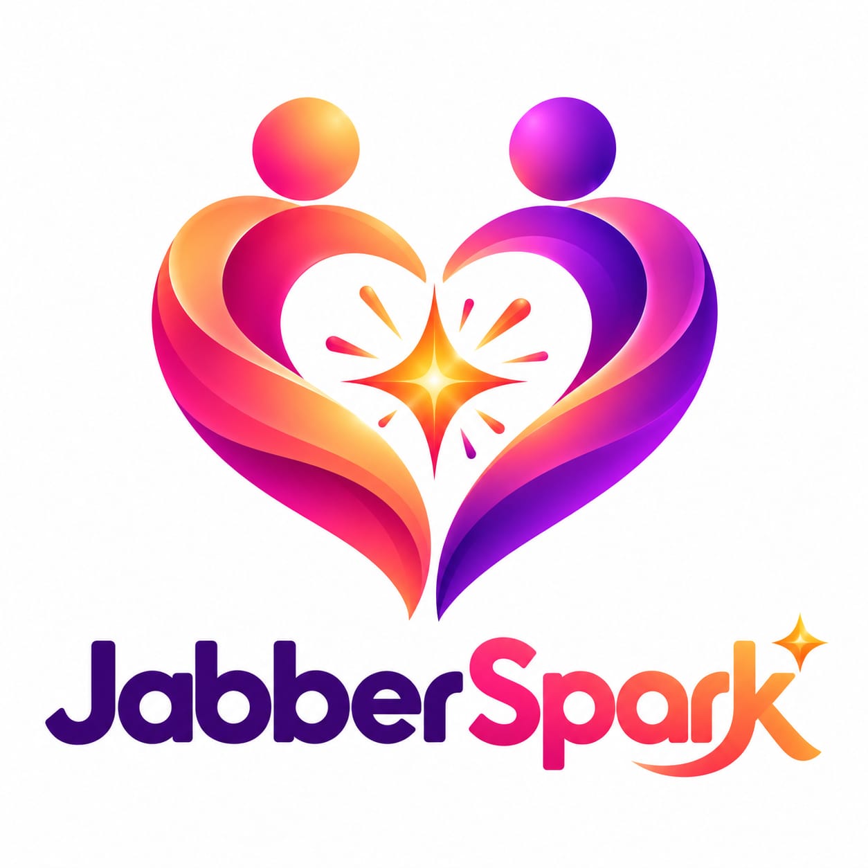 Jabber Spark logo: two colorful people curving around a central golden spark